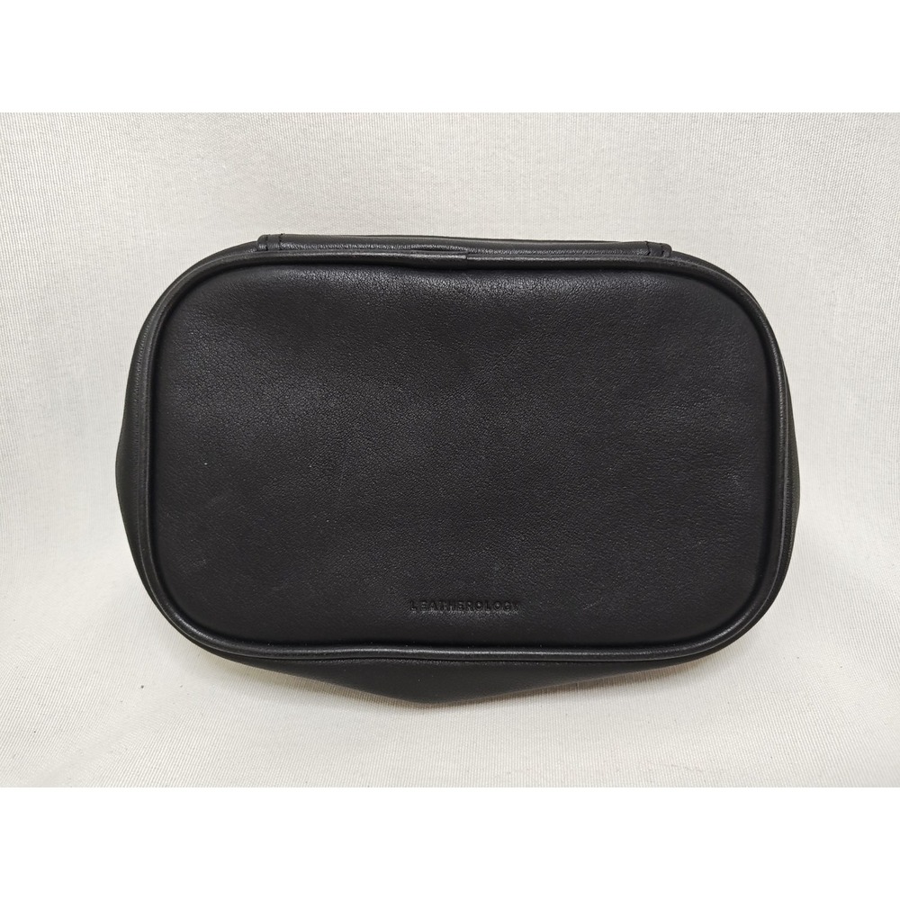 Leatherology Small Travel Cosmetic Black Bag Zip Close Size 7 x 4 x 2‎
